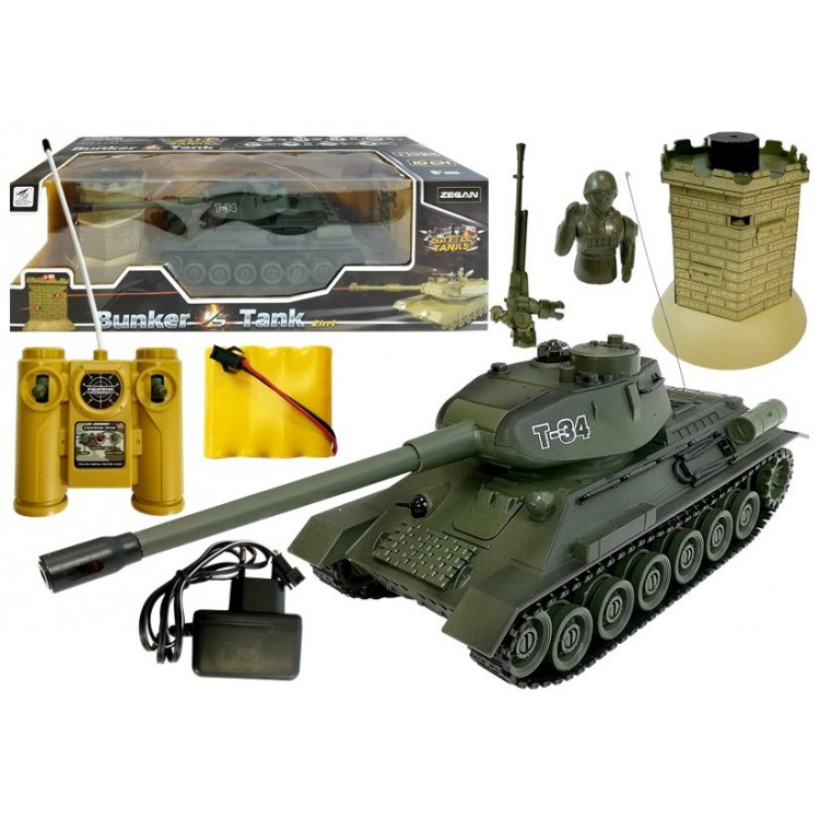 Tank s bunkrom 1:28 RC - zelený